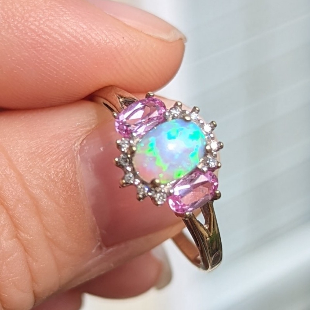 10k white gold opal ring